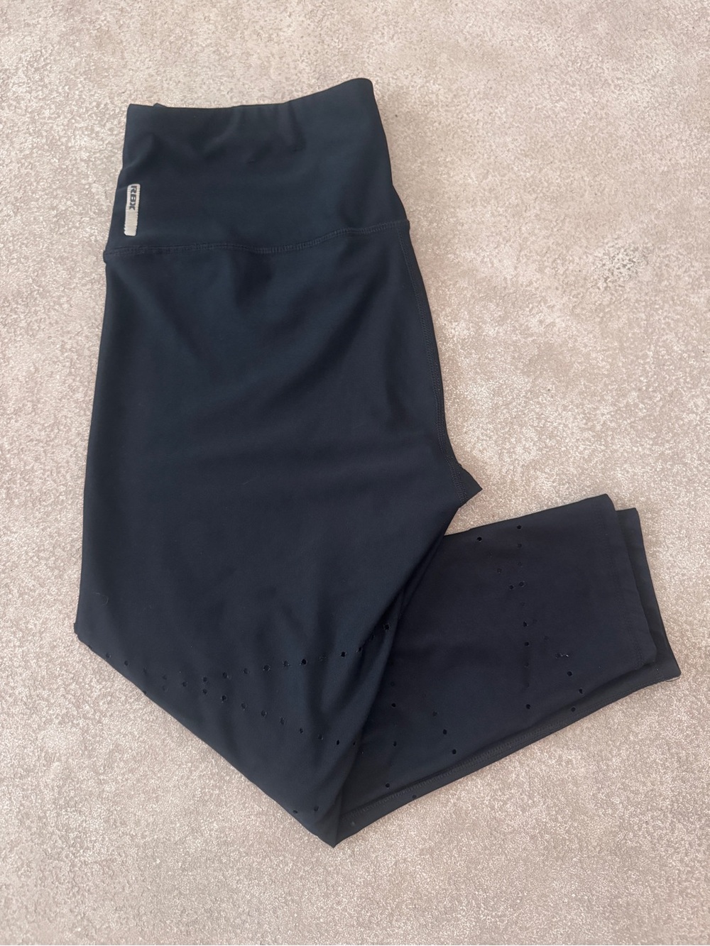 RBX High Rise Laser Cut Geometric Capri Leggings Black Large - Picture 11 of 11